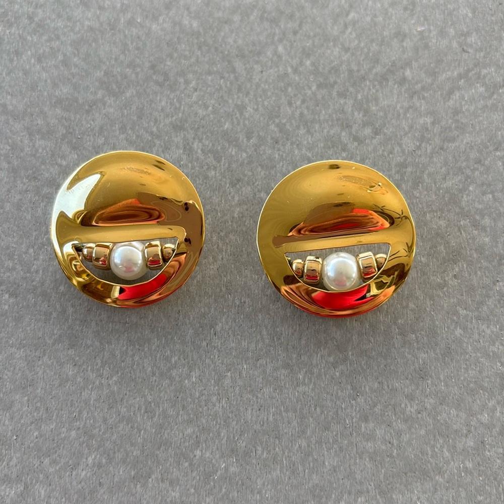 Vintage Carlton Ridge for Sutton Hoo 1997 mirrored 24K finish gold earrings